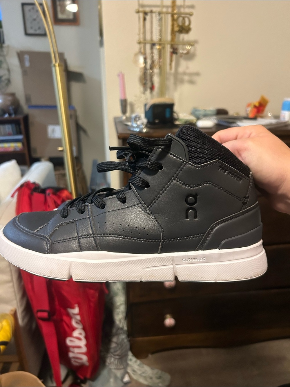 On Running Black and White High-Top Sneakers